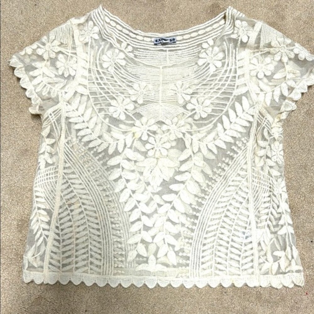 Lace Floral White Top